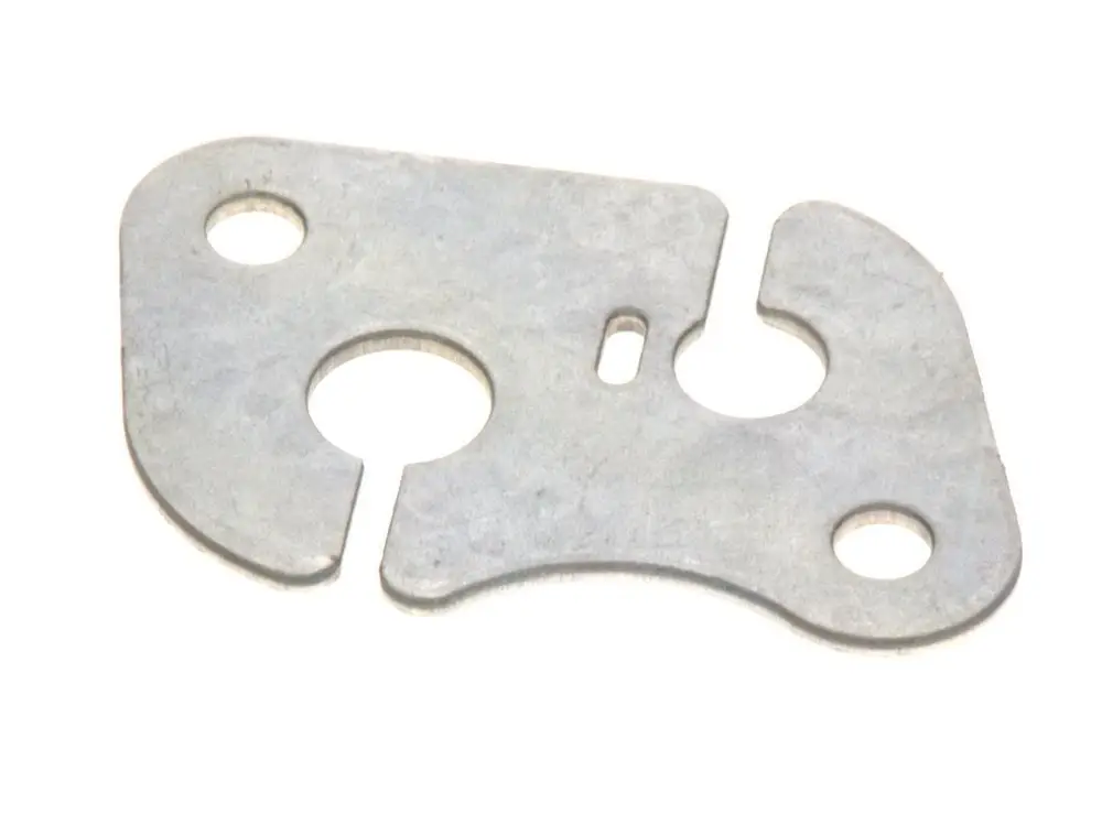 Metallene Befestigungsplatte von Bosch mit mehreren Öffnungen und vertiefter Aussparung, geeignet zur Verwendung in Heizungs- oder Zündsystemen.